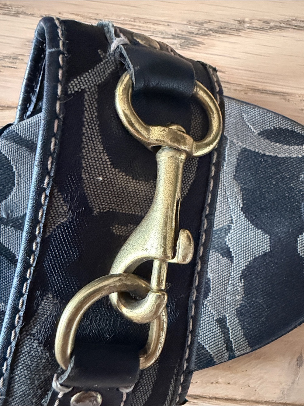 COACH Black Slide Sandals with Gold Buckle Detail - Picture 7 of 9